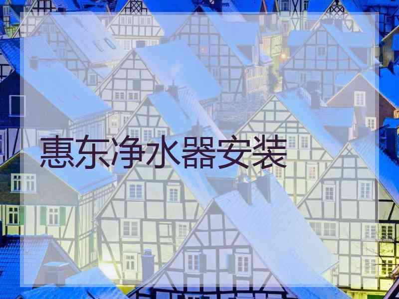 惠东净水器安装