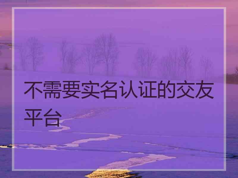 不需要实名认证的交友平台