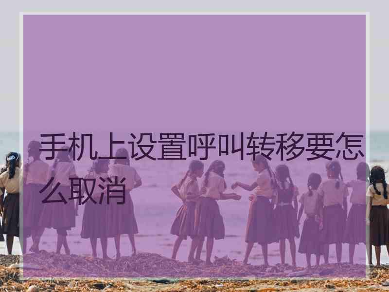 手机上设置呼叫转移要怎么取消