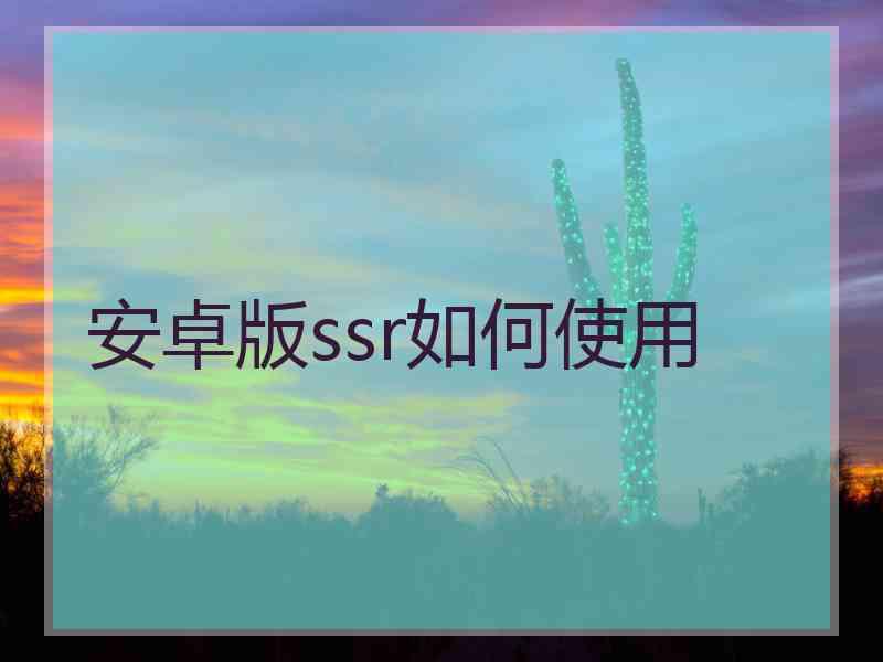 安卓版ssr如何使用