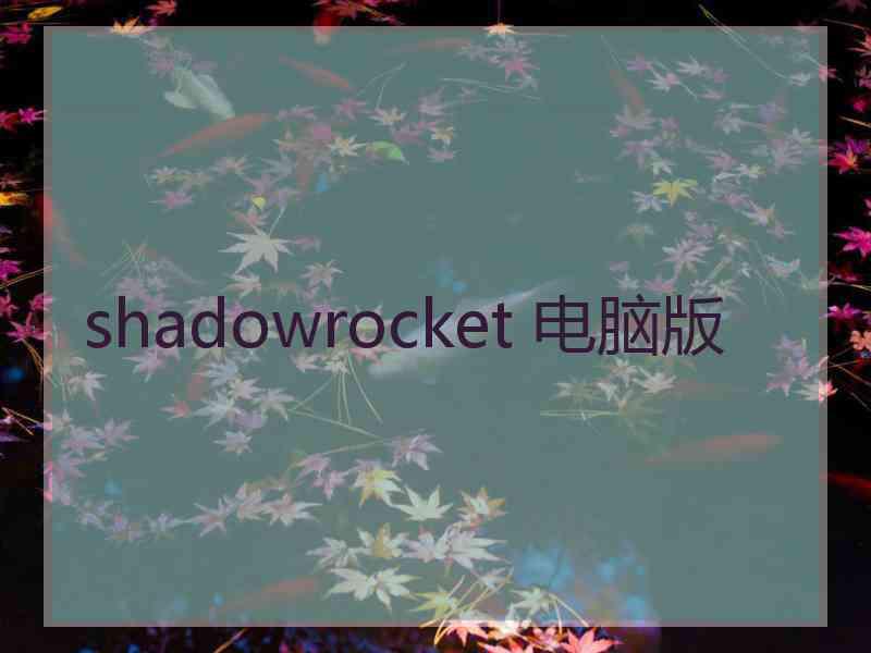 shadowrocket 电脑版