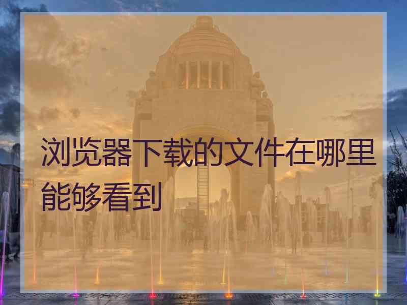 浏览器下载的文件在哪里能够看到