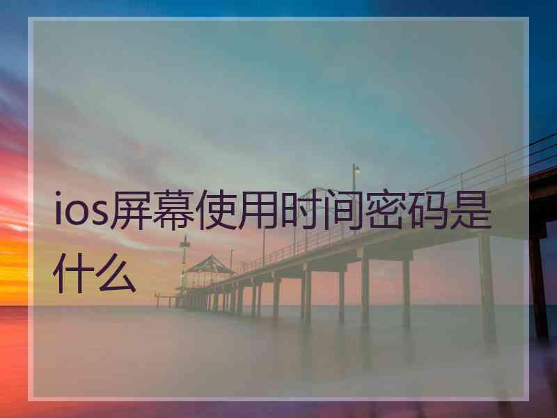 ios屏幕使用时间密码是什么
