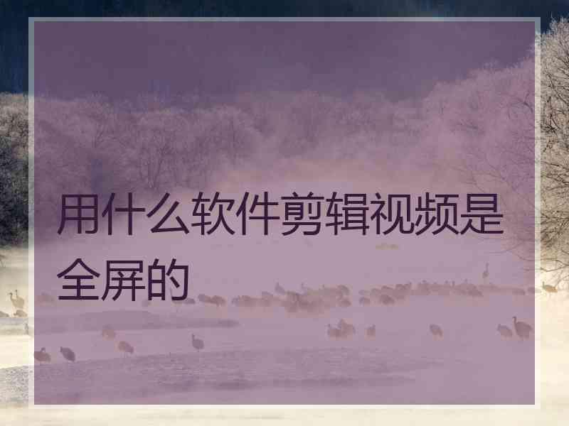 用什么软件剪辑视频是全屏的