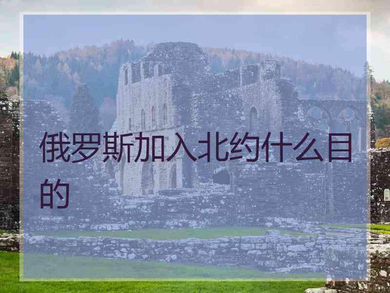 俄罗斯加入北约什么目的