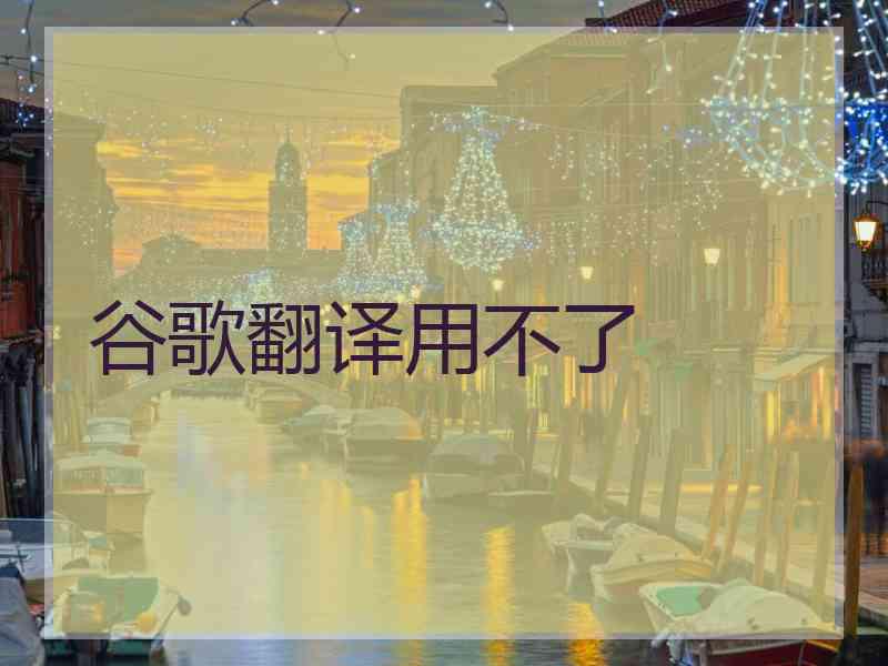 谷歌翻译用不了