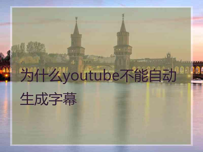 为什么youtube不能自动生成字幕