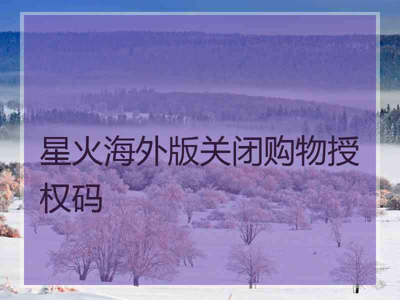 星火海外版关闭购物授权码