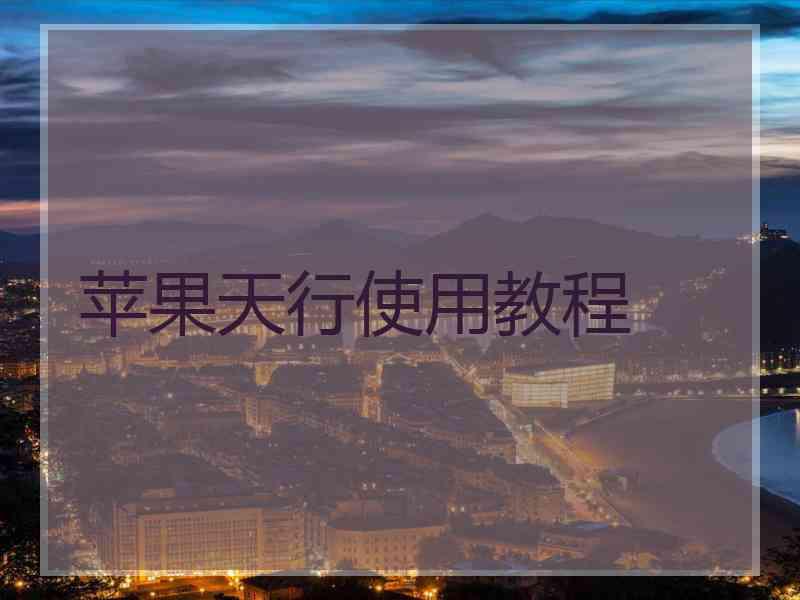 苹果天行使用教程