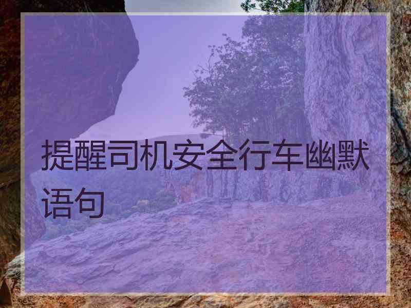 提醒司机安全行车幽默语句