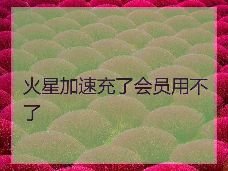 火星加速充了会员用不了