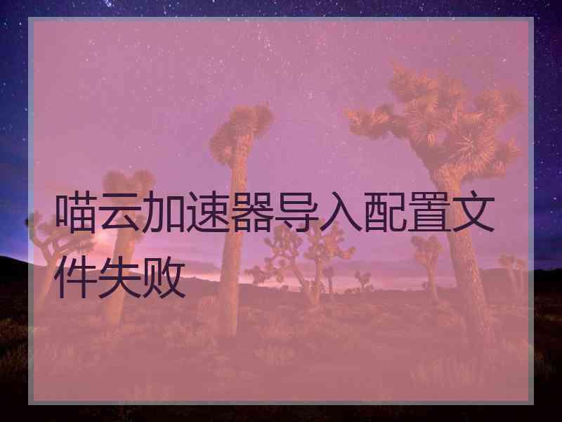喵云加速器导入配置文件失败