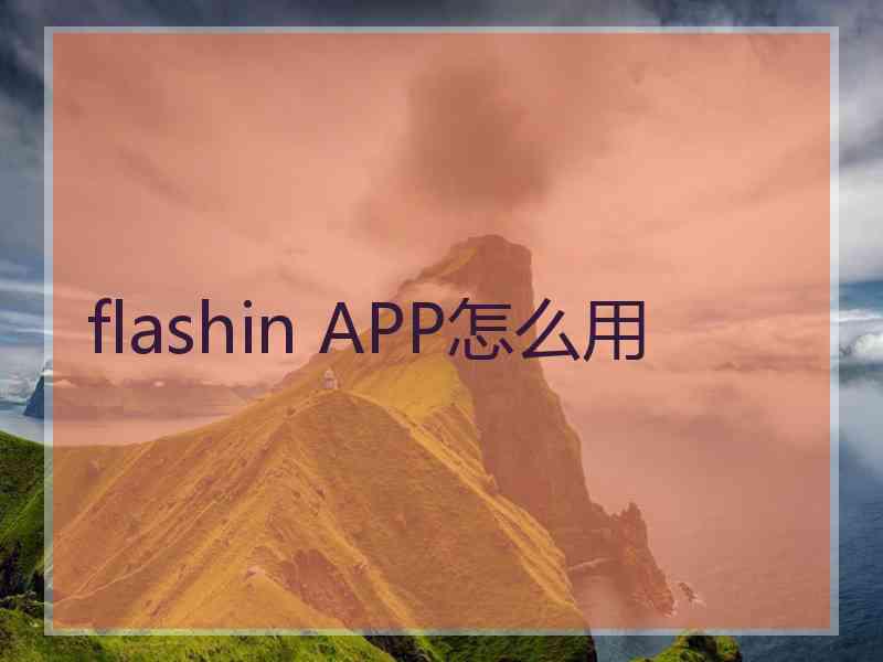 flashin APP怎么用