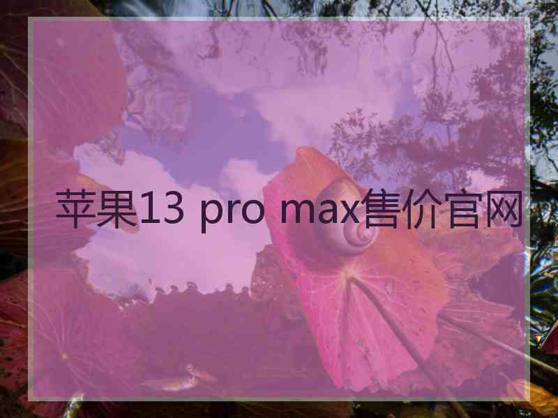 苹果13 pro max售价官网