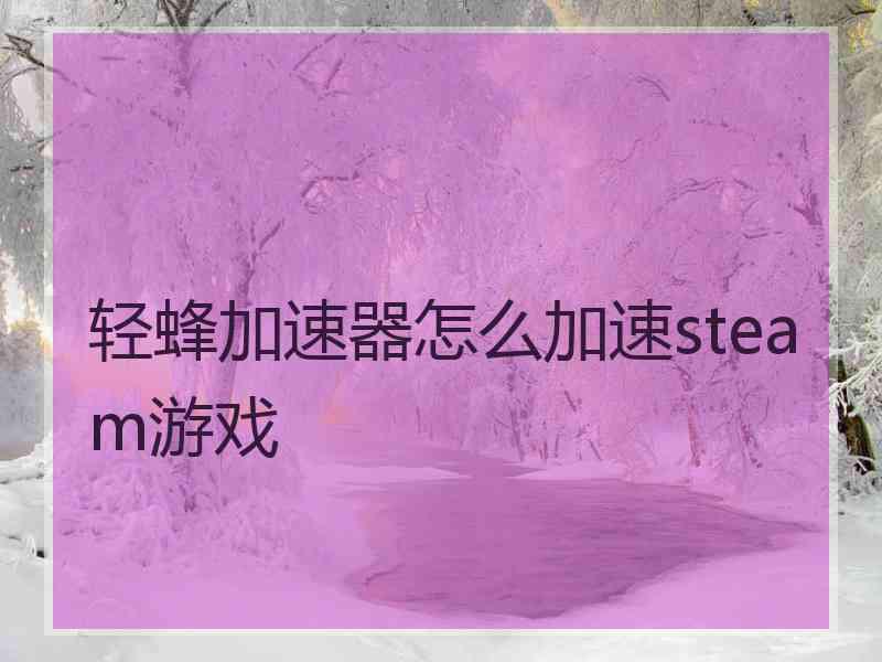 轻蜂加速器怎么加速steam游戏