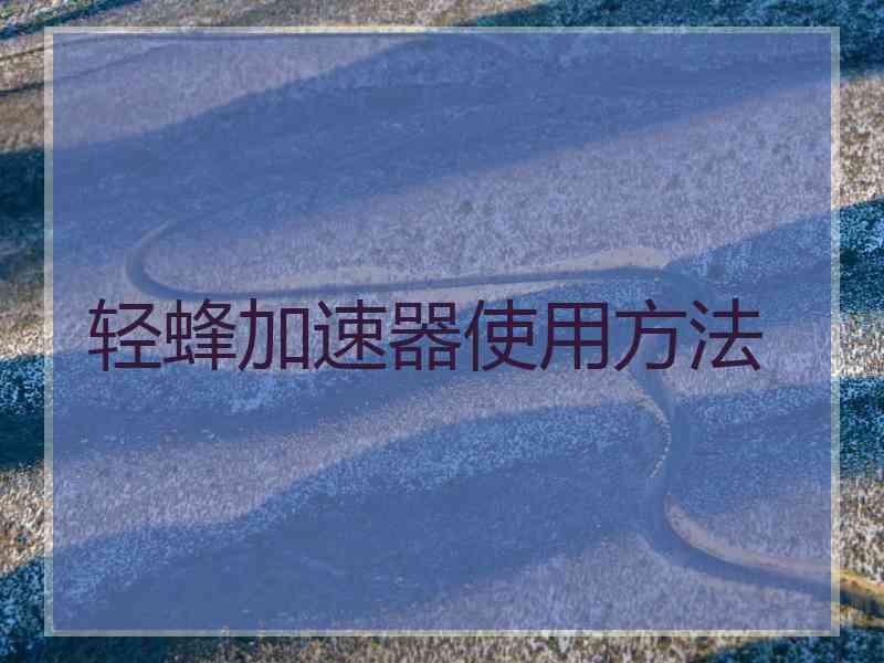 轻蜂加速器使用方法