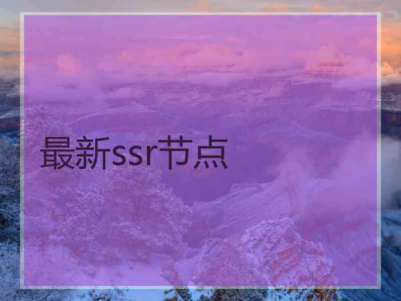 最新ssr节点