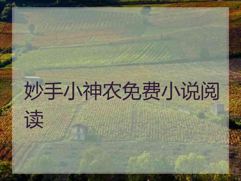 妙手小神农免费小说阅读