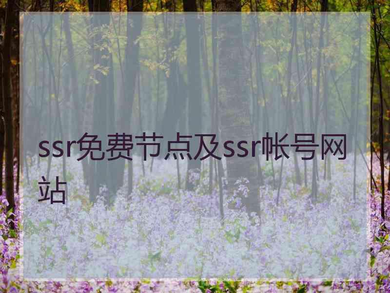 ssr免费节点及ssr帐号网站