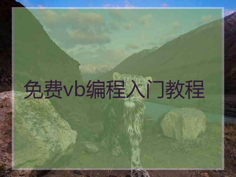 免费vb编程入门教程