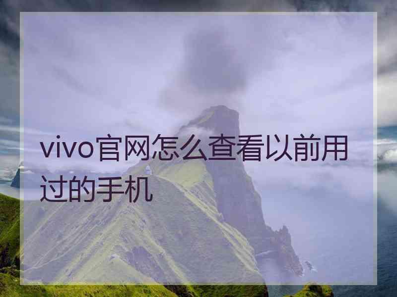 vivo官网怎么查看以前用过的手机