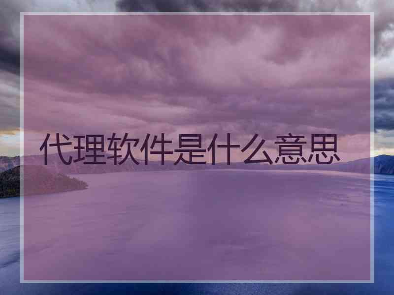 代理软件是什么意思