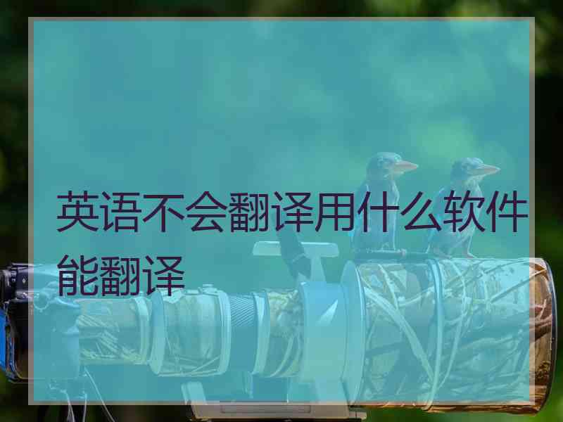 英语不会翻译用什么软件能翻译