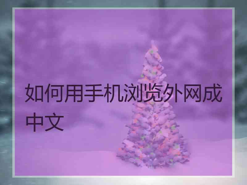 如何用手机浏览外网成中文
