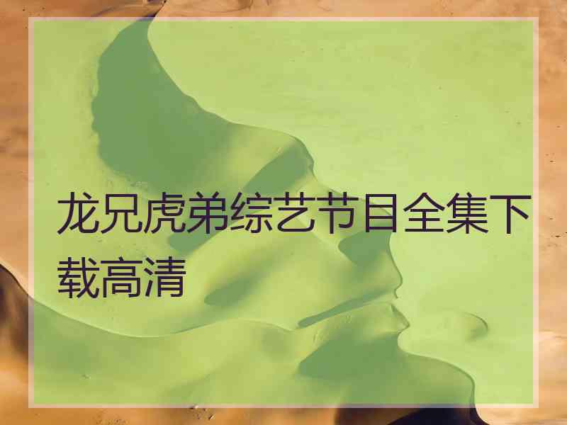 龙兄虎弟综艺节目全集下载高清
