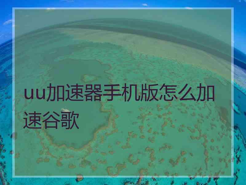 uu加速器手机版怎么加速谷歌