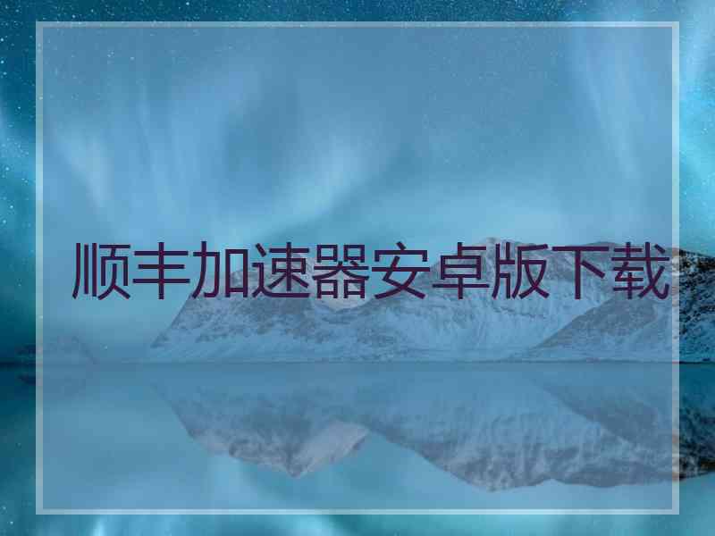 顺丰加速器安卓版下载