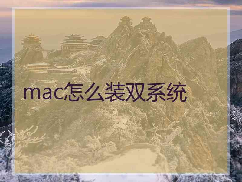 mac怎么装双系统