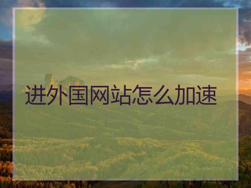 进外国网站怎么加速